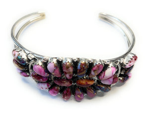 Navajo Purple Dream And Sterling Silver Cluster Bracelet Cuff