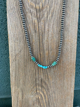 Load image into Gallery viewer, Navajo Turquoise And Sterling Silver Beaded 20Inch Necklace
