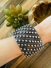 Load image into Gallery viewer, Navajo Hand Stamped Sterling Silver Dot Cuff Bracelet