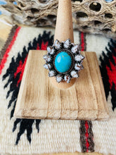 Load image into Gallery viewer, Handmade Sterling Silver, Wild Horse &amp; Turquoise Cluster Adjustable Ring