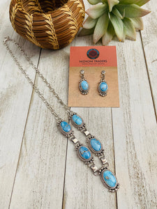 Navajo Sterling Silver & Golden Hills Turquoise Lariat Necklace Set