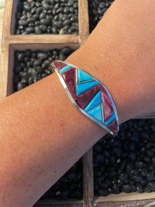 Navajo Sterling Silver, Spiny, & Turquoise Cuff Bracelet