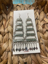 Load image into Gallery viewer, Zuni Sterling Silver &amp; Royston Turquoise Dangle Earrings