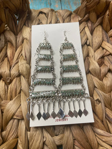 Zuni Sterling Silver & Royston Turquoise Dangle Earrings