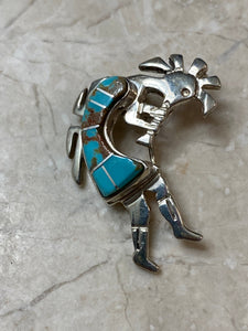 Turquoise & Sterling Silver Kokopelli Pin & Pendant