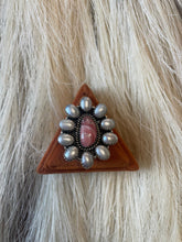 Load image into Gallery viewer, Handmade Sterling Silver, Mother of Pearl &amp; Rhodochrosite Cluster Adjustable Ring Signed Nizhoni