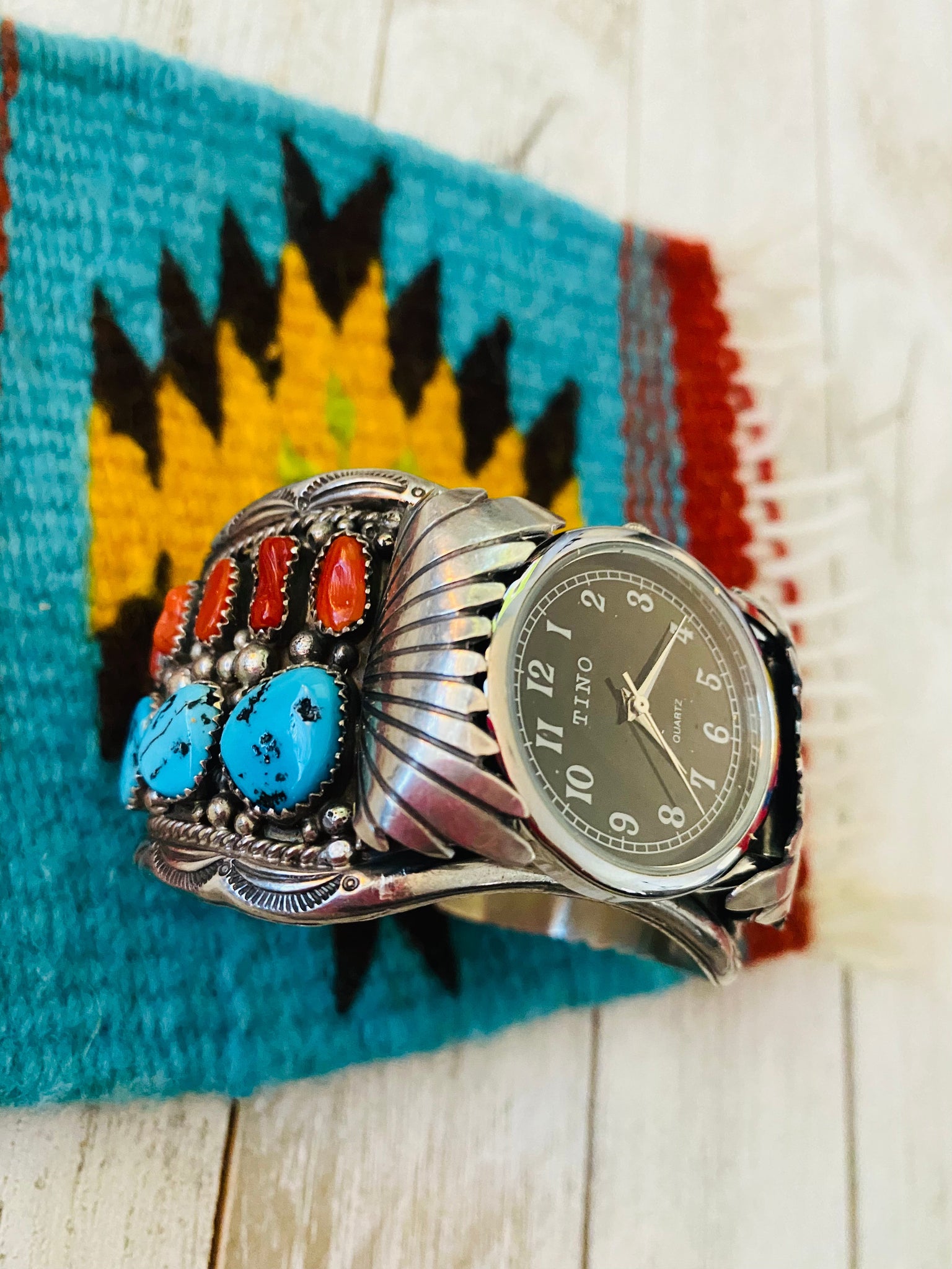 Heavy Vintage Navajo Sterling Silver and Turquoise Watch Cuff With Timex  Watch - Etsy