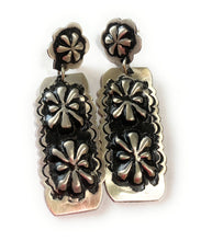 Load image into Gallery viewer, Navajo Sterling Silver Concho Dangle Earrings By Leander Tahe