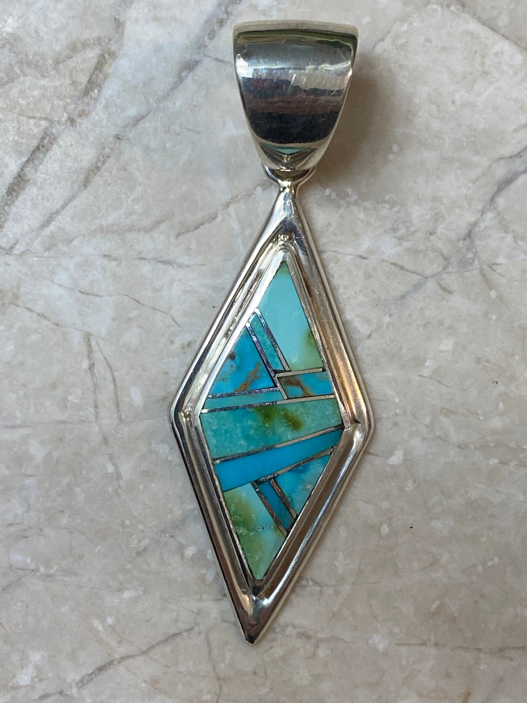 Turquoise & Sterling Silver Diamond shape Pendant