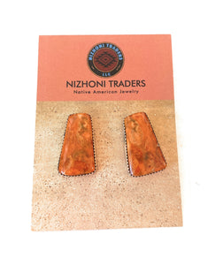 Navajo Sterling Silver & Orange Spiny Post Earrings