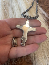 Load image into Gallery viewer, Handmade Sterling Silver and Black Onyx Cross Pendant Signed Nizhoni