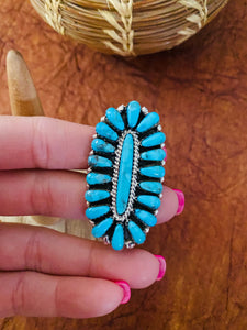 Navajo Natural Kingman Turquoise Cluster Ring