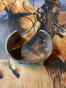 Navajo Turquoise & Sterling Silver Statement Lizard Cuff Bracelet