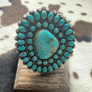 Navajo Sterling Silver & Turquoise Ring Size 7 Signed