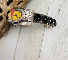Load image into Gallery viewer, Old Pawn Vintage Navajo Onyx &amp; Sterling Silver Watch Cuff
