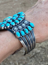 Load image into Gallery viewer, Vintage Navajo Turquoise &amp; Sterling Cluster Cuff