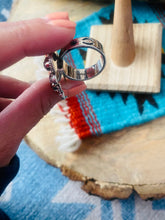 Load image into Gallery viewer, Handmade Sterling Silver, Coral &amp; Number 8 Turquoise Adjustable Ring