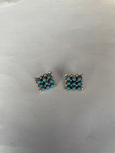 Load image into Gallery viewer, Zuni Turquoise Sterling Silver Snake Eye Earrings