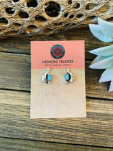 Load image into Gallery viewer, Navajo Sterling Silver &amp; Turquoise Feather Stud Earrings Signed