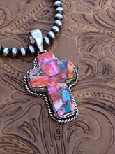 Load image into Gallery viewer, Handmade Sterling Silver &amp; Pink Dream Mojave Cross Pendant
