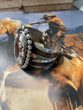 Load image into Gallery viewer, Navajo Sterling And Wild Horse Cuff Bracelet Signed Chimney Butte