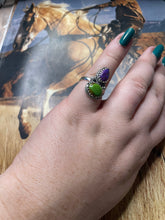 Load image into Gallery viewer, Handmade Purple Dream and Green Mojave Ring Size 6.5