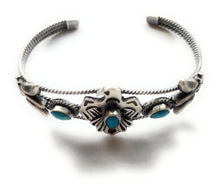 Load image into Gallery viewer, Sterling Silver Navajo Turquoise Thunderbird Adjustable Cuff Bracelet