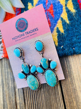 Load image into Gallery viewer, Navajo Multi Turquoise &amp; Sterling Silver Cluster Dangle Earrings
