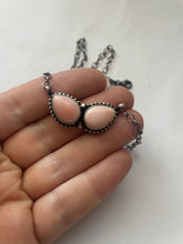 Load image into Gallery viewer, Navajo Queen Pink Conch Shell And Sterling Silver 2 Stone Necklace Signed