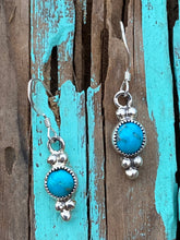 Load image into Gallery viewer, Navajo Turquoise &amp; Sterling Silver Petite Dangle Earrings