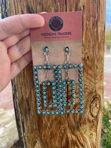 Zuni Sterling Silver Turquoise Dangle Earrings