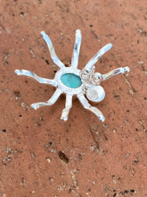 Load image into Gallery viewer, Natural Kingman Turquoise &amp; Sterling Silver Spider Stud Earrings