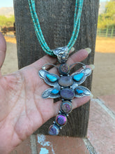 Load image into Gallery viewer, Shawn Cayatenito Sterling Silver Kingman Turquoise &amp; Druzy Dragonfly Pendant