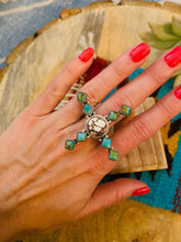 Load image into Gallery viewer, Beautiful Sterling Silver, Wild Horse &amp; Turquoise Adjustable Ring