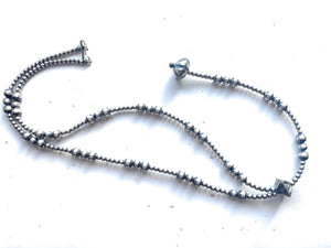 Navajo Sterling Silver Beaded Rosary Style Necklace