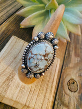 Load image into Gallery viewer, Navajo Golden Hills Turquoise &amp; Sterling Silver Ring Size 6.5