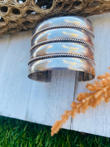 Vintage Navajo Sterling Silver Cuff Bracelet Signed