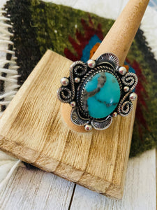 Navajo Kingman Turquoise & Sterling Silver Adjustable Ring