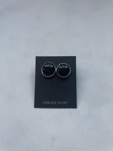 Navajo Black Onyx And Sterling Silver Stud Earrings