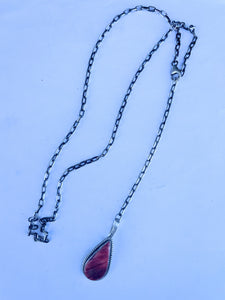 Navajo Handmade Red Spiny And Sterling Silver Necklace By Emer Thompson