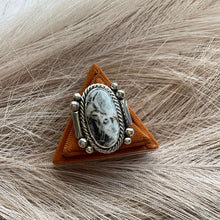Load image into Gallery viewer, Navajo White Buffalo &amp; Sterling Silver Ring Size 6
