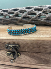 Load image into Gallery viewer, Navajo Turquoise And Sterling Silver Cuff Bracelet by S. Haloo