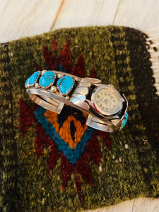 Old Pawn Vintage Navajo Turquoise & Sterling Silver Watch Cuff