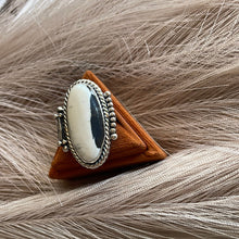 Load image into Gallery viewer, Navajo White Buffalo &amp; Sterling Silver Ring Size 6