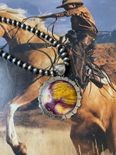 Load image into Gallery viewer, Navajo Sterling Silver &amp; Purple Spiny Pendant Signed