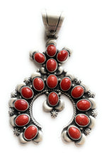 Load image into Gallery viewer, Navajo Natural Coral &amp; Sterling Silver Naja Pendant Signed P Yazzie