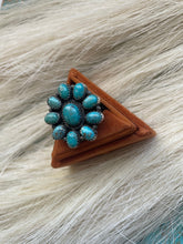Load image into Gallery viewer, Navajo Sterling Silver &amp; Turquoise Adjustable Flower Ring Signed