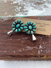 Load image into Gallery viewer, Handmade Sterling Silver &amp; Turquoise Squash Blossom Earrings