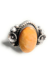 Load image into Gallery viewer, Old Pawn Navajo Sterling Silver &amp; Orange Spiny Ring Size 8.5