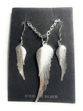 Load image into Gallery viewer, Navajo Sterling Silver Feather Necklace &amp; Earrings Signed
